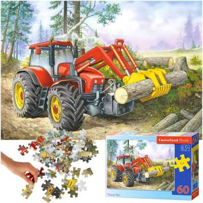 CASTORLAND Puzzle 60el. Erdőterület - Traktor markológéppel