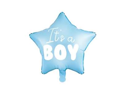 Ez egy fiú fólia léggömb babaköszöntőhöz csillag kék 48cm