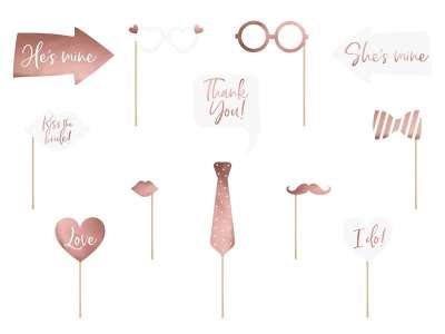 Gadgets fotó kellékek esküvői fehér rózsaszín szív 12 tételek