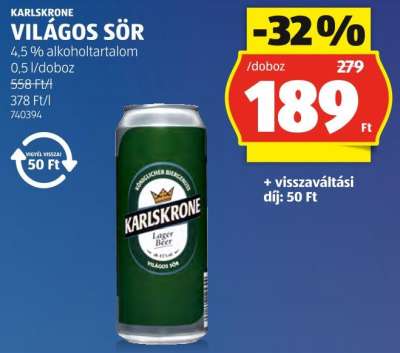 KARLSKRONE VILÁGOS SÖR