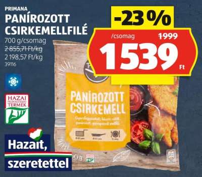 Primana Panírozott Csirkemellfilé