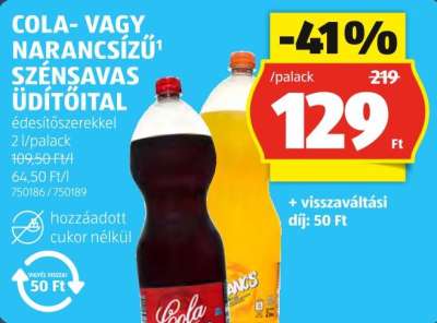 COLA- VAGY NARANCSÍZŰ SZÉNSAVAS ÜDÍTŐITAL