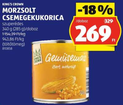 KINGS CROWN MORZSOLT CSEMEGEKUKORICA