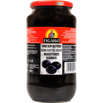 Figaro magozott fekete olivabogyó 920g/450 g