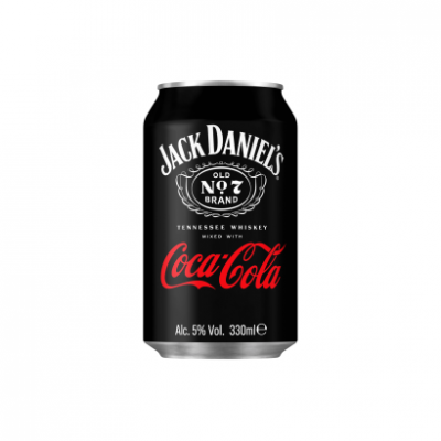 Coca Cola és Jack Daniel's Tennessee Whiskey alkoholos szénsavas üditőital 5% 330 ml