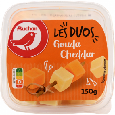 Auchan Kedvenc kockára vágott gouda és cheddar sajt 150 g