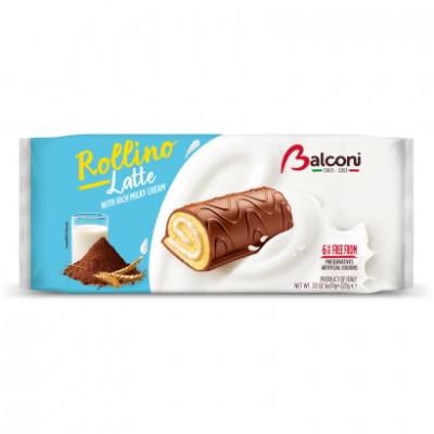 Balconi Rollino Al Latte zsírszegény kakaós masszával bevont piskóta tekercs 6 x 37 g (222 g)