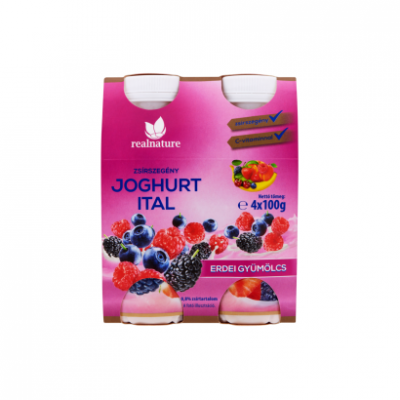 Real Nature erdei gyümölcs zsírszegény joghurt ital 4 x 100 g