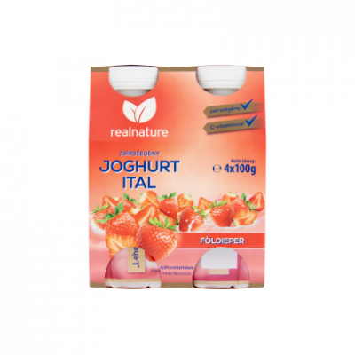 Real Nature földieper zsírszegény joghurt ital 4 x 100 g