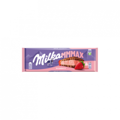 Milka Mmmax alpesi tej felhasználásával készült tejcsokoládé eperízű töltelékkel 300 g
