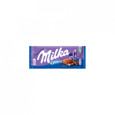 Milka Oreo alpesi tejcsokoládé kakaós kekszdarabokkal és vaníliaízű tejes krémtöltelékkel 100 g