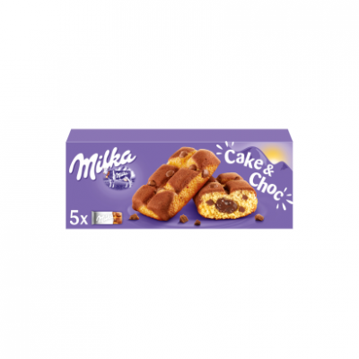 Milka Cake & Choc piskóta alpesi tejcsokoládé darabkákkal és csokoládés töltelékkel 5 db 175 g
