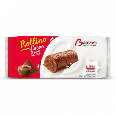 Balconi Rollino Al Cacao Magro zsírszegény kakaós masszával bevont piskóta tekercs 6 x 37 g (222 g)