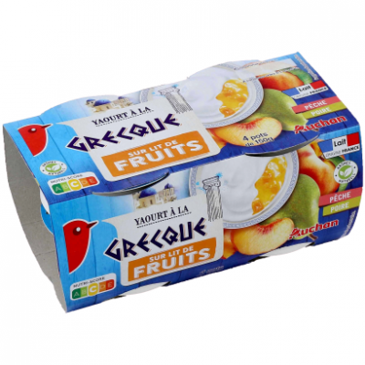 Auchan Kedvenc Görög joghurt őszibarack- , körte ízesítésű 4 x 150 g