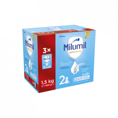Milumil Nutri-Biotik 2 tejalapú anyatej-kiegészítő tápszer 6 hó+ 3 x 500 g (1,5 kg)