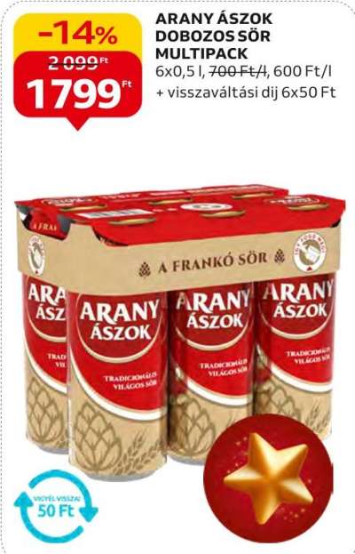 Arany ászok Dobozos sör multipack