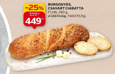 Burgonyás, csavart ciabatta