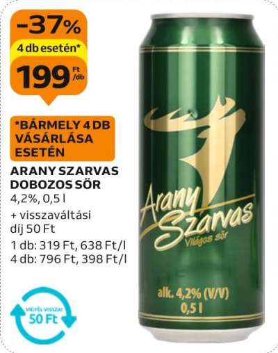 Arany szarvas dobozos sör