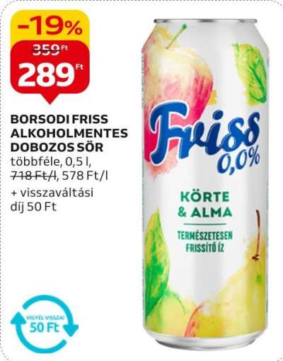 Borsodi friss alkoholmentes dobozos sör