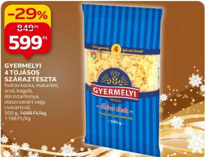 Gyermelyi 4 tojásos száraztészta