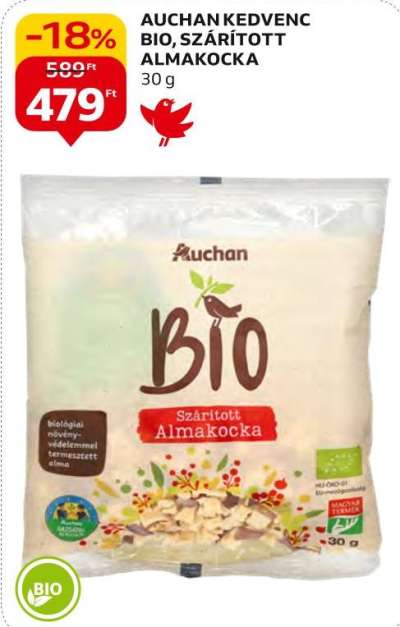 Auchan Kedvenc bio, szárított almakocka
