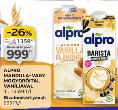 Alpro Mandula- vagy mogyoróital vaníliával
