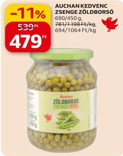 Auchan kedvenc Zsenge zöldborsó