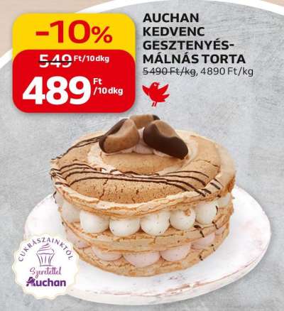 Auchan Kedvenc gesztenyés-málnás torta