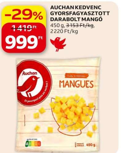 Auchan AUCHAN KEDVENC GYORSFAGYASZTOTT DARABOLT MANGÓ