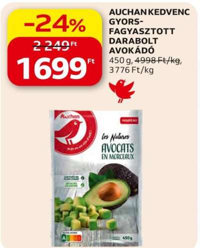 Auchan AUCHAN KEDVENC GYORSFAGYASZTOTT DARABOLT AVOKÁDÓ