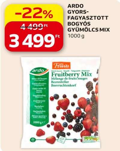 ARDO GYORSFAGYASZTOTT BOGYÓS GYÜMÖLCS MIX