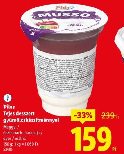 Pilos Tejes desszert gyümölcskészítménnyel