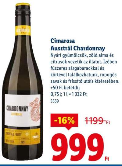 Cimarosa Ausztrál Chardonnay