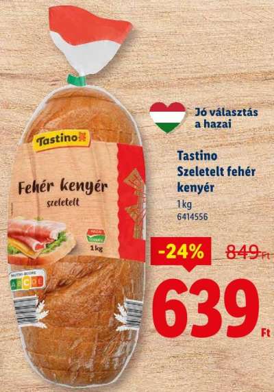 Tastino Szeletelt fehér kenyér