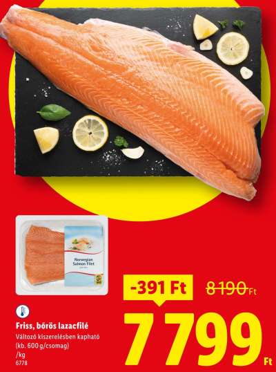 Friss, bőrös lazacfilé