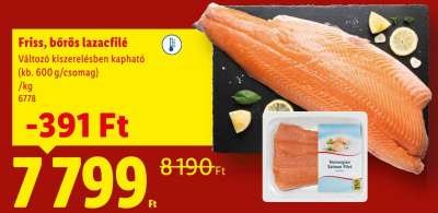 Friss, bőrös lazacfilé