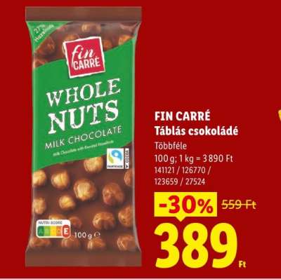 FIN CARRÉ Táblás csokoládé
