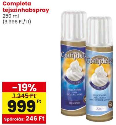 Completa tejszínhabspray