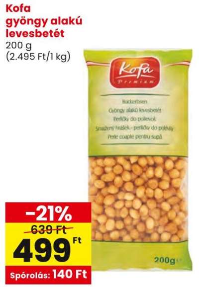 Kofa gyöngy alakú levesbetét