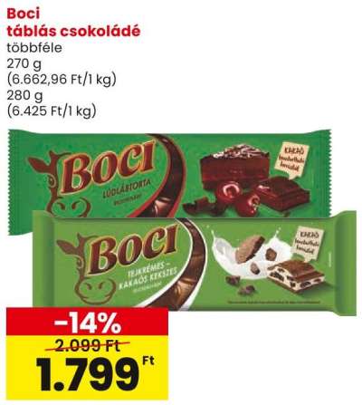 Boci táblás csokoládé
