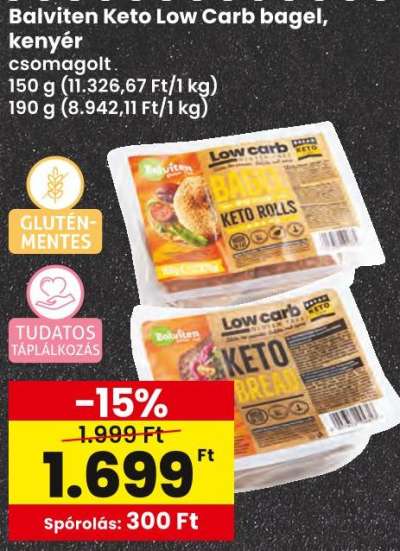 Balviten Keto Low Carb bagel, kenyér