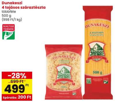 Dunakeszi 4 tojásos száraztészta