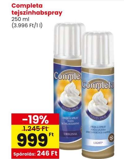 Completa tejszínhabspray