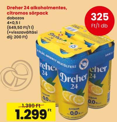 Dreher 24 alkoholmentes, citromos sörpack