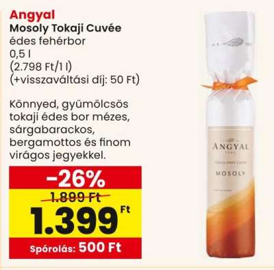 Angyal Mosoly Tokaji Cuvée édes fehérbor