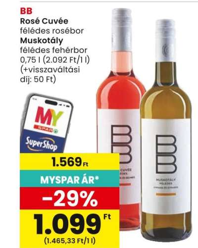BB Rosé Cuvée, félédes rosébor, Muskotály félédes fehérbor