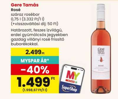 Gere Tamás Rosé száraz rosébor