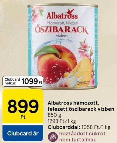 Albatross Hámozott, felezett őszibarack vízben