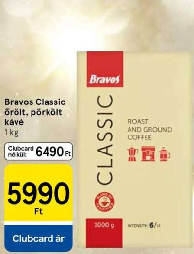 Bravos Classic őrölt, pörkölt kávé