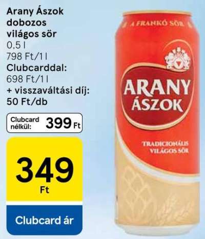 Arany Ászok dobozos világos sör
